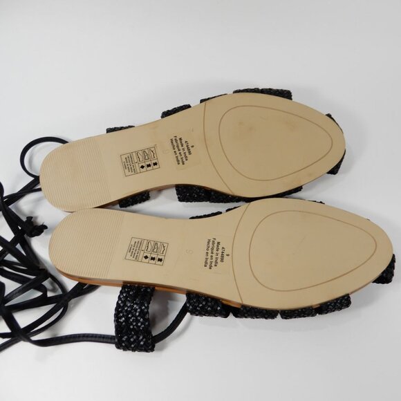 FREE PEOPLE Sunny Gilly Flats Wrap SANDALS Size 9 Black Woven Leather NEW $128 - Picture 12 of 15